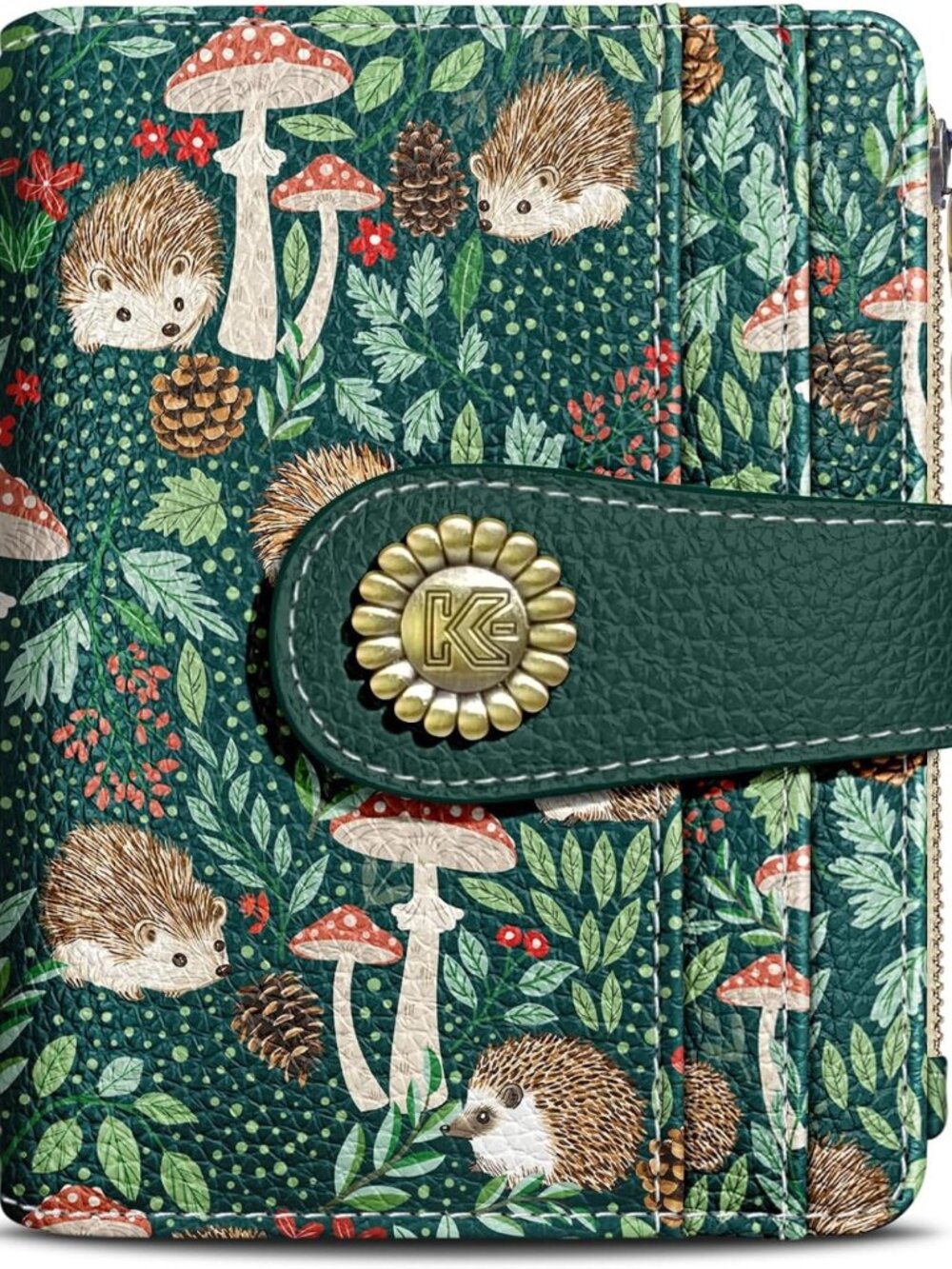Cute Hedgehog Small RFID Women’s Bifold Wallet with Zipper Coin Pocket